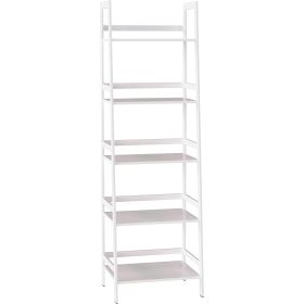 Ladder Shelf, 5 Tier White Bookshelf, Modern Open Bookcase for Bedroom, Living Room, Office,White