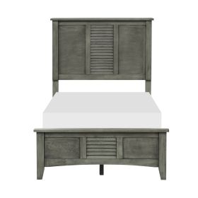 Cool Gray Finish 1pc Twin Size Bed Louvered Panel Headboard Footboard Transitional Style Bedroom Wooden Furniture