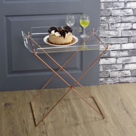 Clear and Copper Tray Table with Removable Tray