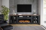 Bridgevine Home Essex 97 inch Fireplace TV Stand Console for TVs up to 100 inches, Minimal Assembly, Black and Whiskey Finish