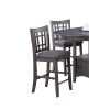 Set of 2pc High Chairs Dining Room Furniture Gray Solid wood Counter Height Chairs Upholstered Cushioned Open Square Design Back