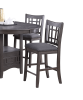 Set of 2pc High Chairs Dining Room Furniture Gray Solid wood Counter Height Chairs Upholstered Cushioned Open Square Design Back