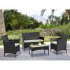 Manhattan Comfort Imperia Steel Rattan 4-Piece Patio Conversation Set with Cushions in Cream