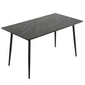 Disassemble rectangular table with arc MDF Black PVC marble surface 122*76*76cm N101