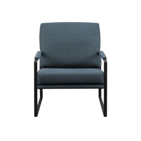 Contemporary Square Metal Frame Accent Chair ‚Äì Indigo Blue / Black