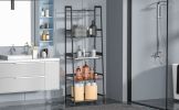 Bookshelf, Ladder Shelf, 4 Tier Tall Bookcase, Modern Open Book Case for Bedroom, Living Room, Office (Black)