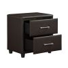 Contemporary Design 1pc Bedroom Furniture Two Drawers Nightstand Silver Tone Bar Pulls Faux Leather Upholstery, Dark Brown PVC