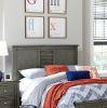 Cool Gray Finish 1pc Twin Size Bed Louvered Panel Headboard Footboard Transitional Style Bedroom Wooden Furniture