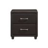 Contemporary Design 1pc Bedroom Furniture Two Drawers Nightstand Silver Tone Bar Pulls Faux Leather Upholstery, Dark Brown PVC