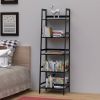 Ladder Shelf, 5 Tier Black Bookshelf, Modern Open Bookcase for Bedroom, Living Room, Office, Black