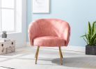 Gorgeous Living Room Accent Chair 1pc Button-Tufted Back Covering Rose Color Velvet Upholstered Metal Legs