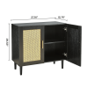 Side panel buffet cabinet with natural rattan door, rattan storage cabinet with adjustable shelves, side panel and buffet with storage space, modern c