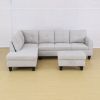 Modern Flannel Sectional Couch with Ottoman-Stylish,L-Shaped Design for Living Room-Large 3-Piece Sofa Set for Home or Office-Durable Flannel Material