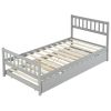 Single bunk bed with drag bed gray twin wooden bed pine particle board drag bed