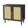 Side panel buffet cabinet with natural rattan door, rattan storage cabinet with adjustable shelves, side panel and buffet with storage space, modern c