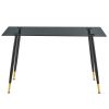 Glass Rectangle Grey Tables Glass Table Top and Metal Legs for Small Space,Dining Room, Home, Office, Kitchen