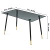 Glass Rectangle Grey Tables Glass Table Top and Metal Legs for Small Space,Dining Room, Home, Office, Kitchen