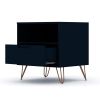 Manhattan Comfort Rockefeller 1.0 Mid-Century- Modern Nightstand with 1-Drawer in Tatiana Midnight Blue