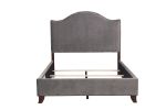 Modern Traditional Bedroom Gray Velvet Upholstered Full Bed Camelback Headboard Nailhead Trim Solid Wood Furniture 1pc Panel Bed