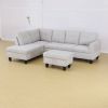 Modern Flannel Sectional Couch with Ottoman-Stylish,L-Shaped Design for Living Room-Large 3-Piece Sofa Set for Home or Office-Durable Flannel Material