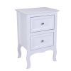 Country Style Two-Tier Night Table Large Size White