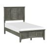 Cool Gray Finish 1pc Twin Size Bed Louvered Panel Headboard Footboard Transitional Style Bedroom Wooden Furniture