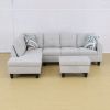 Modern Flannel Sectional Couch with Ottoman-Stylish,L-Shaped Design for Living Room-Large 3-Piece Sofa Set for Home or Office-Durable Flannel Material