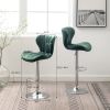 Ellston Upholstered Adjustable Swivel Barstools in Green, Set of 2