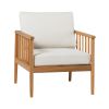 Contemporary Cushioned Eucalyptus Wood Patio Accent Chair ‚Äì Natural