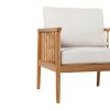 Contemporary Cushioned Eucalyptus Wood Patio Accent Chair ‚Äì Natural