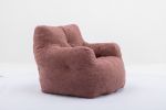 Soft Tufted Foam Bean Bag Chair With Teddy Fabric Bean Paste Red