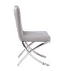 Beige and Chrome Side Chairs with Metal X Shape Legs (Set of 2)