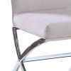 Beige and Chrome Side Chairs with Metal X Shape Legs (Set of 2)