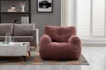 Soft Tufted Foam Bean Bag Chair With Teddy Fabric Bean Paste Red