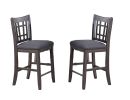 Set of 2pc High Chairs Dining Room Furniture Gray Solid wood Counter Height Chairs Upholstered Cushioned Open Square Design Back