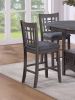 Set of 2pc High Chairs Dining Room Furniture Gray Solid wood Counter Height Chairs Upholstered Cushioned Open Square Design Back