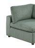 Sage Color 7pc Modular Sectional Set Corduroy Upholstery Couch 2x Corner wedge, 2x Armless Chairs 3x Ottomans Living Room Furniture