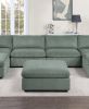 Sage Color 7pc Modular Sectional Set Corduroy Upholstery Couch 2x Corner wedge, 2x Armless Chairs 3x Ottomans Living Room Furniture