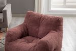 Soft Tufted Foam Bean Bag Chair With Teddy Fabric Bean Paste Red