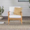 Contemporary Cushioned Eucalyptus Wood Patio Accent Chair ‚Äì Natural