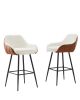 26" Modern Counter Height Bar Stools Set of 2, Mid Century Leather Upholstered Accent Arm Bar Stools, Leisure Side Chair with Metal Legs for Kitchen&D