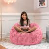 Jaxx Saxx 3 Foot Bean Bag Chair - Faux Fur - Fun Colors, Rose Quartz