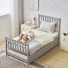 Single bunk bed with drag bed gray twin wooden bed pine particle board drag bed