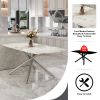 Table and chair set, large modern minimalist rectangular dining table, 0.39 "imitation marble tabletop and silver metal legs, soft PU leather seats. F