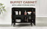 Side panel buffet cabinet with natural rattan door, rattan storage cabinet with adjustable shelves, side panel and buffet with storage space, modern c