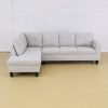 Modern Flannel Sectional Couch with Ottoman-Stylish,L-Shaped Design for Living Room-Large 3-Piece Sofa Set for Home or Office-Durable Flannel Material