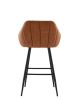 26" Modern Counter Height Bar Stools Set of 2, Mid Century Leather Upholstered Accent Arm Bar Stools, Leisure Side Chair with Metal Legs for Kitchen&D