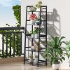 Ladder Shelf, 5 Tier Black Bookshelf, Modern Open Bookcase for Bedroom, Living Room, Office, Black