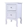 Country Style Two-Tier Night Table Large Size White