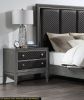 Modern Styling Bedroom 1pc Nightstand of 2 Drawers Faux Leather Upholstered Gray Classic Design Wooden Furniture